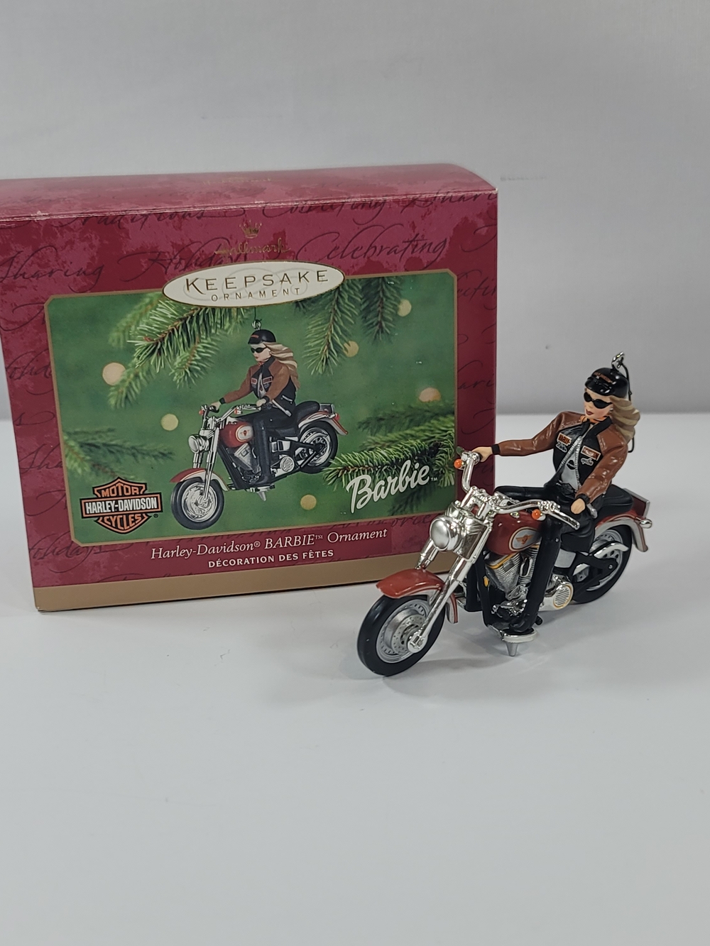 Harley-Davidson Barbie Ornament in Red, Brown and Black